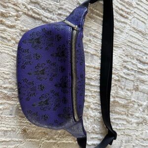 Loungefly Purple and Black Disney Parks Waist Bag the haunted mansion